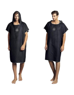 Poncho de Surf Hiturbo Microfibra Negro - Toalla Playa Secado Rápido 2