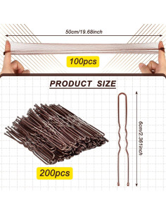 Conjunto 300 Pcs Redes y Pasadores para Cabello MAGDIY - Marrón 2