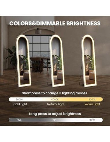 Espejo de Cuerpo Completo Elevon LED 152.4x40.6cm Ajustable