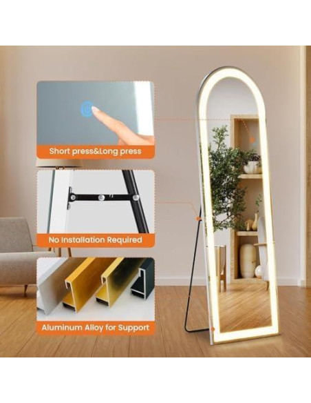 Espejo de Cuerpo Completo Elevon LED 152.4x40.6cm Ajustable
