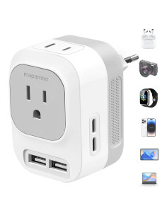 Convertidor de Voltaje Mapambo 220V a 110V con 2 USB-C