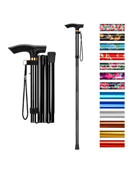 Bastón Plegable Supregear Ajustable 83.8-94 cm Ligero Negro