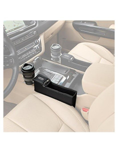 Organizador de Consola KMMOTORS Negro con Portavasos para Auto
