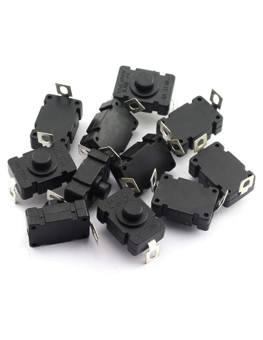 10 Interruptores de Botón Auto-Bloqueo KAN-28 para Linterna