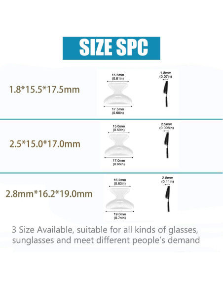 Almohadillas de nariz antideslizantes SAIGO 1.8mm negras - 13 pares