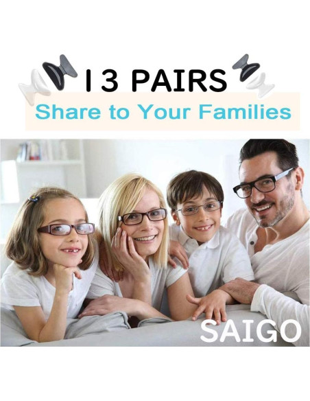 Almohadillas de nariz antideslizantes SAIGO 1.8mm negras - 13 pares