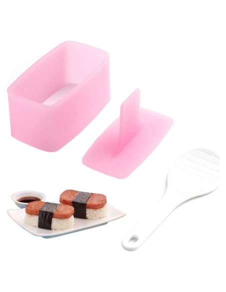 Molde Musubi Antiadherente AYCCNH Rosa con Espátula 10.3x5.5 cm Molde Musubi Antiadherente AYCCNH Rosa con Espátula 10.3x5.5 cm