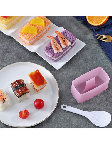 Molde Musubi Antiadherente AYCCNH Rosa con Espátula 10.3x5.5 cm