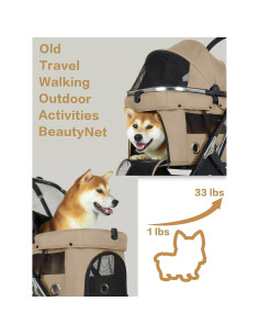 Carrito de Mascotas JK Pawadore Plegable 15kg Caqui 2