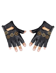 Guantes Sin Dedos Maysong Punk Gótico Unisex Cuero 15.5cm