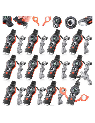 Paquete de 12 Silbatos de Emergencia Arrowbash 7 en 1
