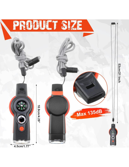 Paquete de 12 Silbatos de Emergencia Arrowbash 7 en 1