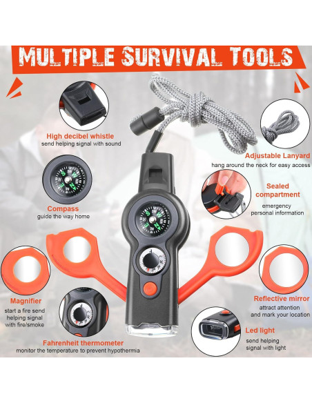 Paquete de 12 Silbatos de Emergencia Arrowbash 7 en 1