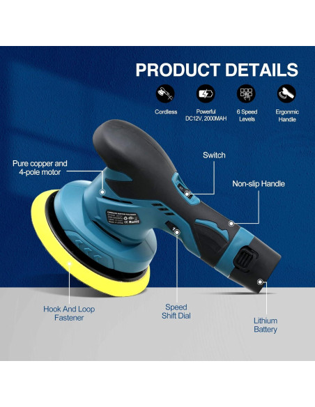 Mini Pulidor Inalámbrico Saker 12V 5000 RPM - 1 Batería