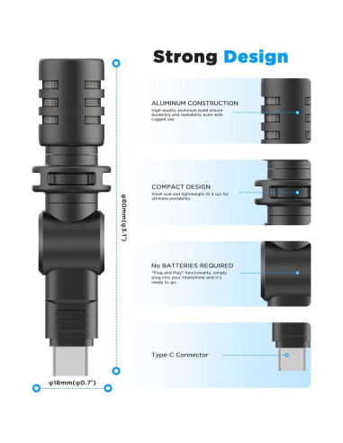 Micrófono BOYA BY-M100UC USB C para Smartphone y Laptop