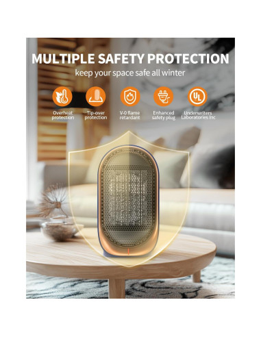 Calentador Eléctrico BZGG Mini Portátil 1200W para Interiores