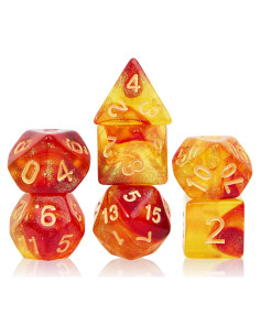 Set de Dados Poliedricos Pipirich 7 Piezas Rojo y Amarillo