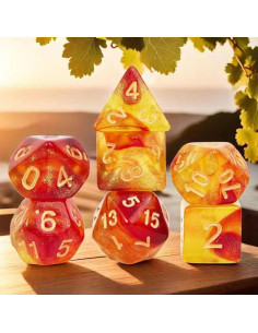 Set de Dados Poliedricos Pipirich 7 Piezas Rojo y Amarillo 2