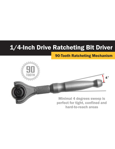 Controlador de Bits Titan 11318 1/4" 90 Dientes Plata