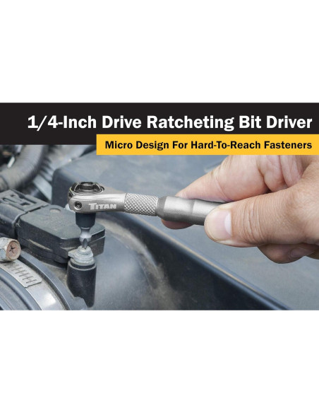 Controlador de Bits Titan 11318 1/4" 90 Dientes Plata