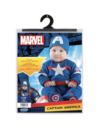 Disfraz Capitán América Marvel Bebé 6-12 Meses Mono Minky