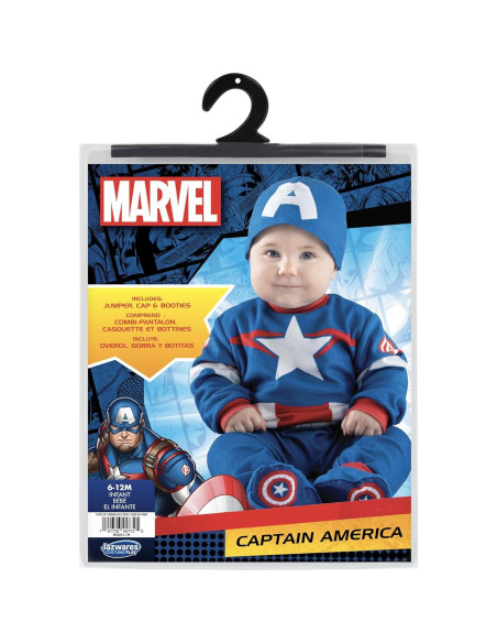 Disfraz Capitán América Marvel Bebé 6-12 Meses Mono Minky