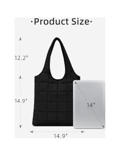 Bolso de Hombro Puffer WESTBRONCO Negro Acolchado 40x43cm 2