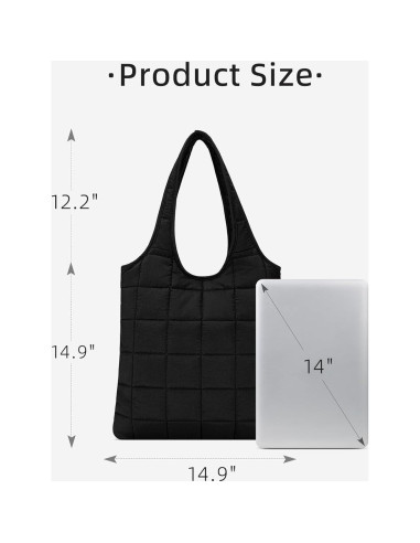 Bolso de Hombro Puffer WESTBRONCO Negro Acolchado 40x43cm