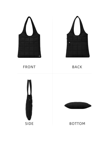 Bolso de Hombro Puffer WESTBRONCO Negro Acolchado 40x43cm