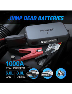 Arrancador de Coche TYPE S 1000A 12V Batería 8000mAh LED 2