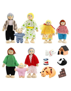 Juego de Muñecas de Madera ONEST 14 Piezas Familiar