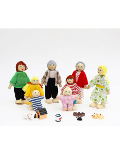 Juego de Muñecas de Madera ONEST 14 Piezas Familiar 2