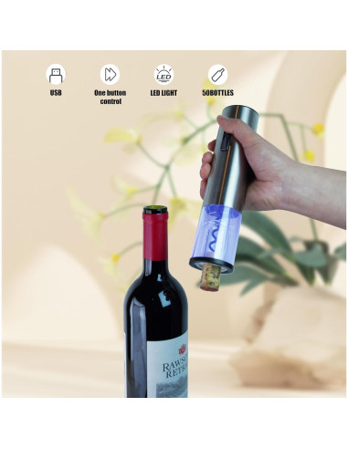 Abridor de Vino Eléctrico R Conlifeus 500 mAh Acero Inoxidable