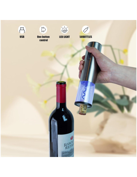 Abridor de Vino Eléctrico R Conlifeus 500 mAh Acero Inoxidable Abridor de Vino Eléctrico R Conlifeus 500 mAh Acero Inoxidable