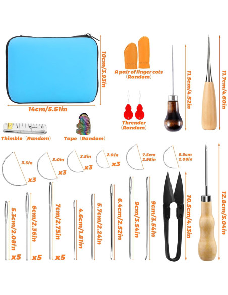 Kit de Costura de Cuero Tikjiua 50 Pcs con Agujas y Hilo