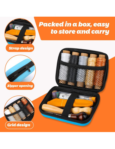 Kit de Costura de Cuero Tikjiua 50 Pcs con Agujas y Hilo