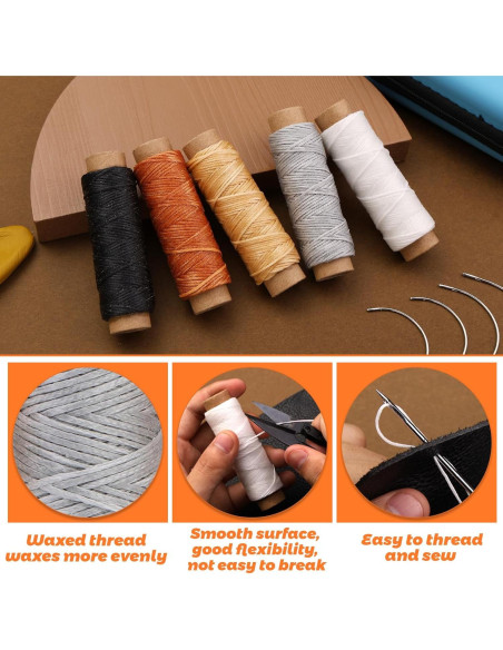 Kit de Costura de Cuero Tikjiua 50 Pcs con Agujas y Hilo