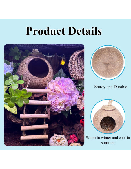 Accesorios para Terrario RUNANIA: Cabaña de Coco y Vides