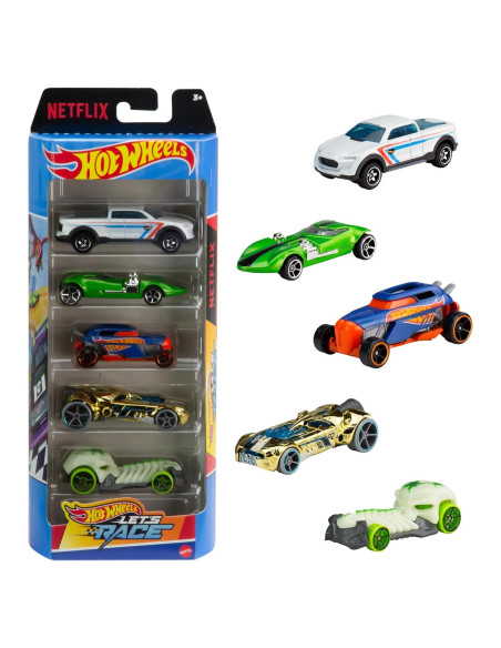 Hot Wheels 5-Pack Vehículos de Metal Netflix ¡Vamos a Correr!