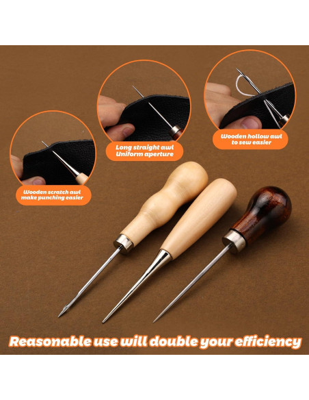 Kit de Costura de Cuero Tikjiua 50 Pcs con Agujas y Hilo