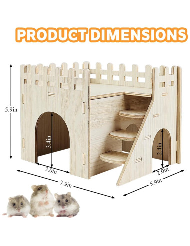 Casa de Hámster de Madera Highland Farms - 2 Pisos con Tobogán