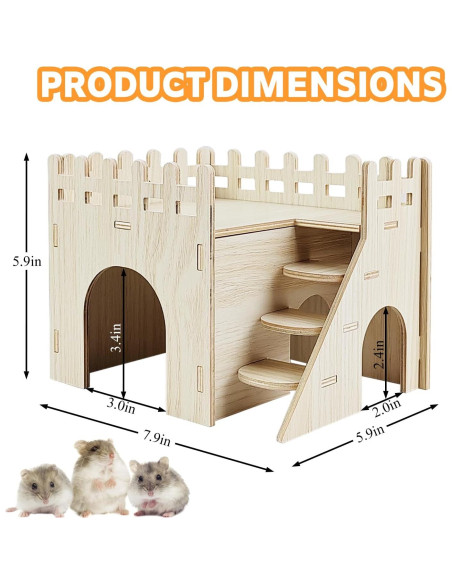 Casa de Hámster de Madera Highland Farms - 2 Pisos con Tobogán