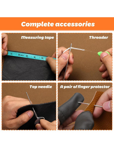 Kit de Costura de Cuero Tikjiua 50 Pcs con Agujas y Hilo
