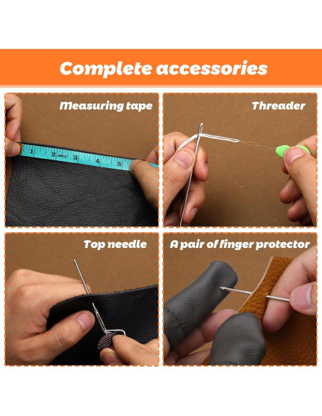 Kit de Costura de Cuero Tikjiua 50 Pcs con Agujas y Hilo