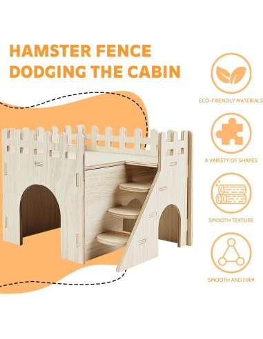 Casa de Hámster de Madera Highland Farms - 2 Pisos con Tobogán