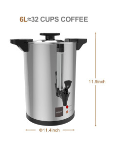 Urna de café Valgus 32 tazas 6L acero inoxidable eléctrica 2