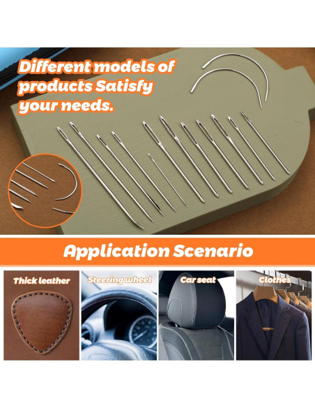 Kit de Costura de Cuero Tikjiua 50 Pcs con Agujas y Hilo