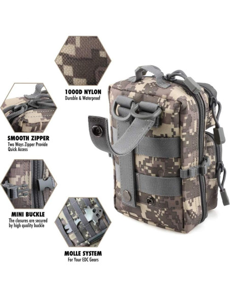 Bolsa Táctica EDC LIVANS Mini 18x12x8cm Gris MC