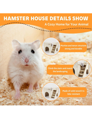 Casa de Hámster de Madera Highland Farms - 2 Pisos con Tobogán