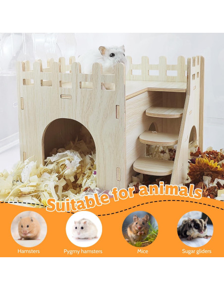 Casa de Hámster de Madera Highland Farms - 2 Pisos con Tobogán
